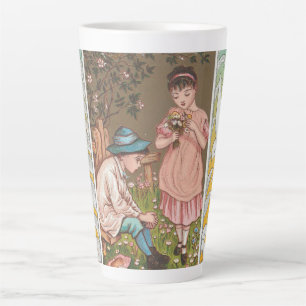 Vintage VIctorian Era Valentine's Day Card, 1876 Latte Mug
