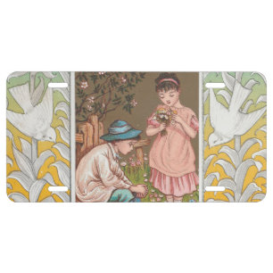 Vintage VIctorian Era Valentine's Day Card, 1876 License Plate