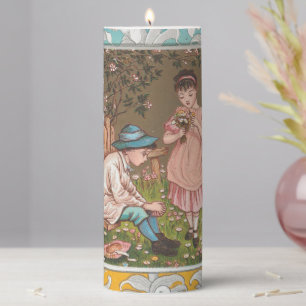 Vintage VIctorian Era Valentine's Day Card, 1876 Pillar Candle