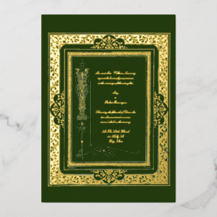 Vintage Victorian Era Walter Crane Border Wedding Foil Invitation
