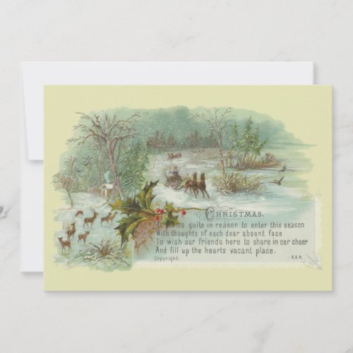 Vintage Victorian Era Winter Landscape Christmas Holiday Card
