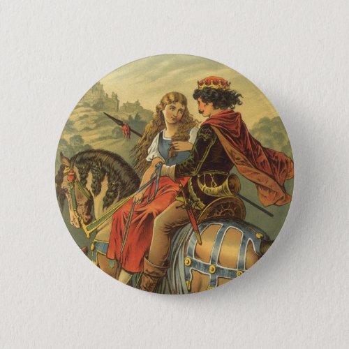 Vintage Victorian Fairy Tale Brother and Sister Button