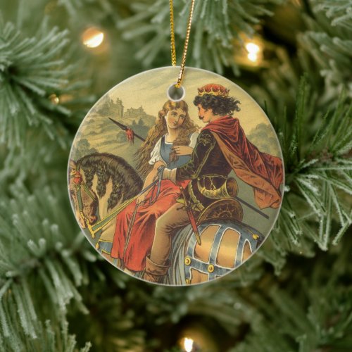 Vintage Victorian Fairy Tale Brother and Sister Ceramic Ornament