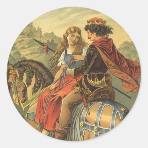 Vintage Victorian Fairy Tale Brother and Sister Classic Round Sticker