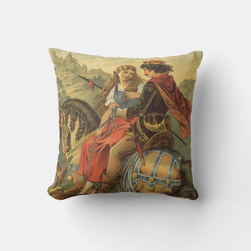 Vintage Victorian Fairy Tale Brother and Sister Throw Pillow