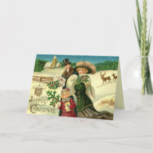 Vintage Victorian Family Christmas Greeting Card