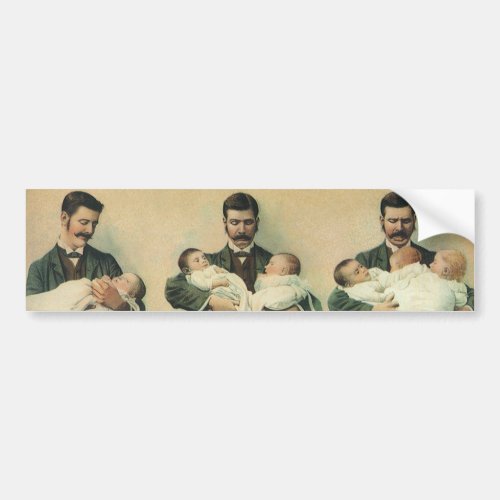 Vintage Victorian Fathers Day Its Triplets Bumper Sticker