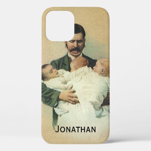 Vintage Victorian Fathers Day Its Triplets iPhone 12 Case