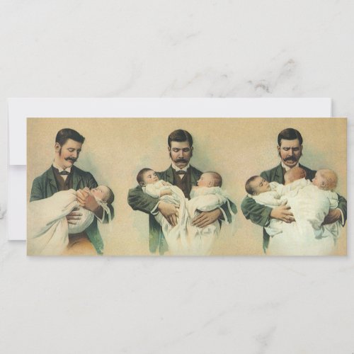 Vintage Victorian Fathers Day Its Triplets Invitation