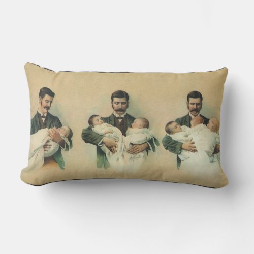 Vintage Victorian Fathers Day Its Triplets Lumbar Pillow