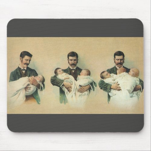 Vintage Victorian Fathers Day Its Triplets Mouse Pad