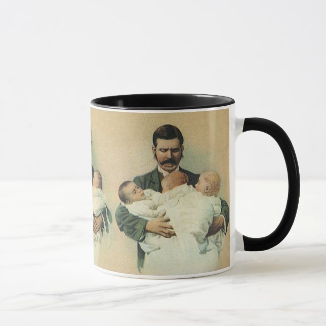 Vintage Victorian Father's Day, It's Triplets! Mug (Right)