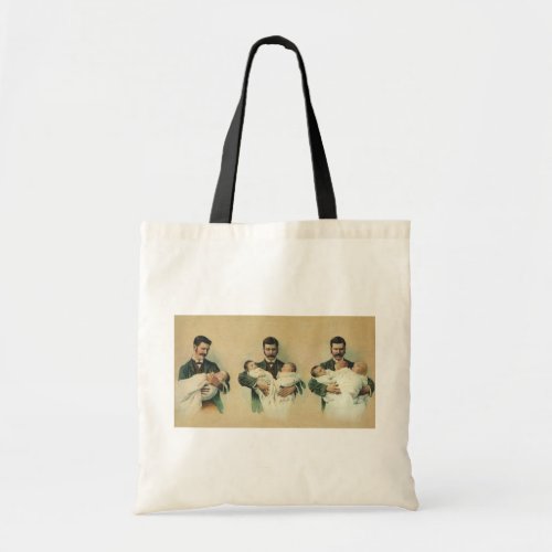 Vintage Victorian Fathers Day Its Triplets Tote Bag
