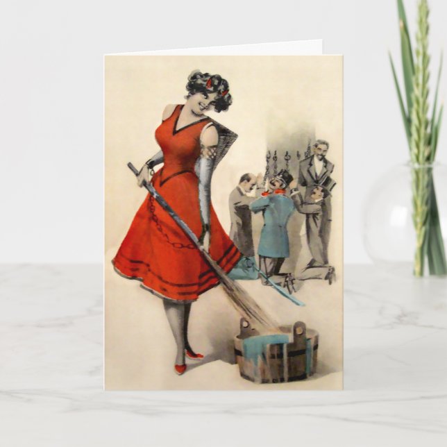Vintage Victorian Female Krampus Christmas Card (Front)