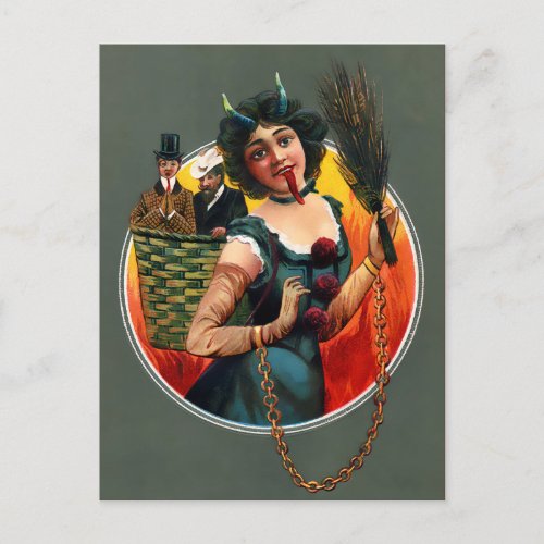 Vintage Victorian Female Krampus Postcard