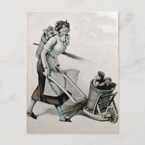 Vintage Victorian Female Krampus Postcard