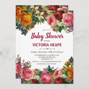 Vintage Victorian Floral Baby Shower Invitation