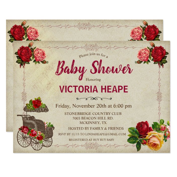 Vintage Victorian Floral Baby Shower Invitation Zazzle Com
