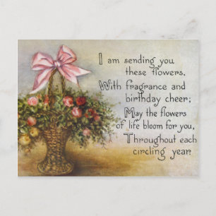 Vintage Victorian Floral Birthday Postcard. Postcard