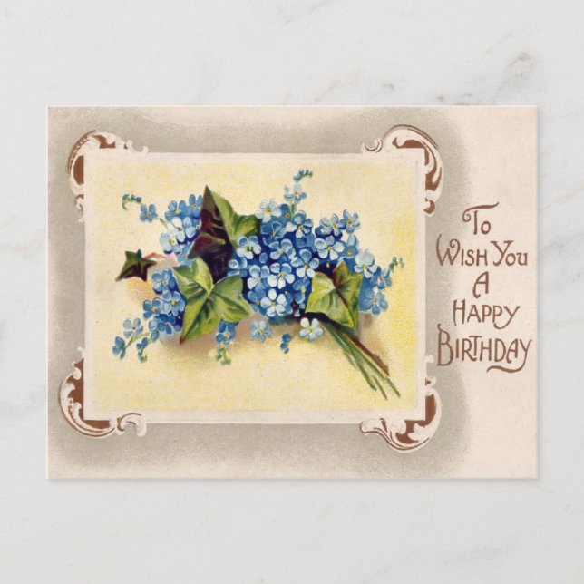 Vintage Victorian Floral Birthday Postcard. Postcard (Front)