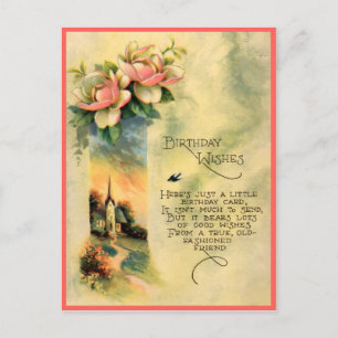 Vintage Victorian Floral Birthday Postcard. Postcard