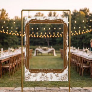 Vintage Victorian Floral Brown Cream Wedding Selfie Frame