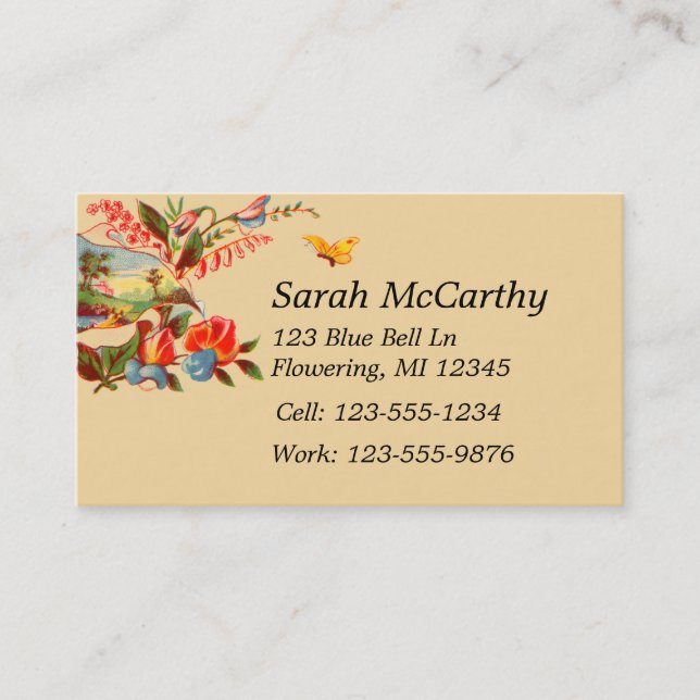 Vintage Victorian Floral Business Card (Front)