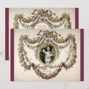 Vintage Victorian Floral Frame Wedding Invitation