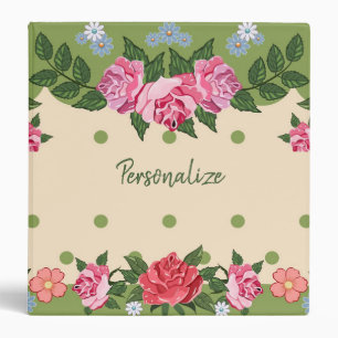Vintage Victorian Floral Garden Pink Roses 3 Ring Binder