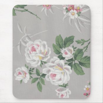 Vintage Victorian Floral Gray Wallpaper Mousepad by LeAnnS123 at Zazzle
