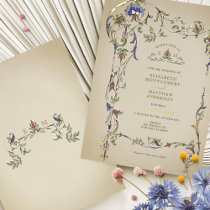 Vintage Victorian Floral Ornaments Wedding Foil Invitation