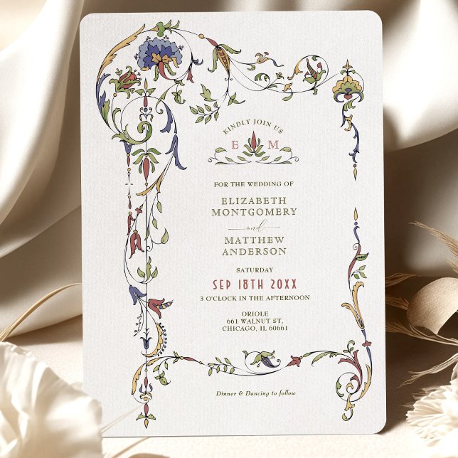 Vintage Victorian Floral Ornaments Wedding Invitat Invitation (Creator Uploaded)