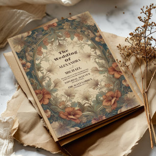 Vintage Victorian Floral Ornaments Wedding Invitation
