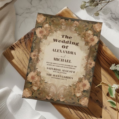 Vintage Victorian Floral Ornaments Wedding Invitation