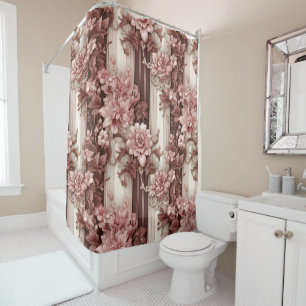 Vintage Victorian Floral Pattern in Dusty Pink Shower Curtain