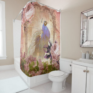 Vintage Victorian Floral Peacock Shower Curtain