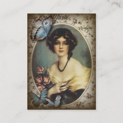 vintage victorian floral retro paris woman business card