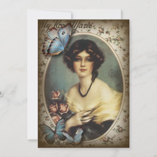 Posh Vintage Butterfly Paris Lady Fashion Announcements