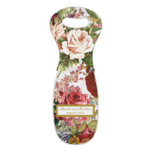 Vintage Victorian Floral Rose Collage  Wine Bag