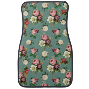 Vintage Victorian Floral Rose Flower Pattern Car Floor Mat