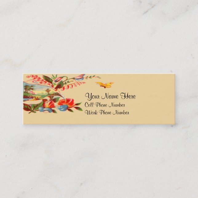Vintage Victorian Floral Skinny Business Card (Front)