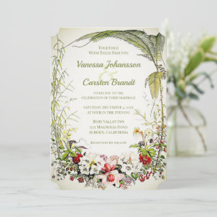 Vintage Victorian Floral Wedding Invitation