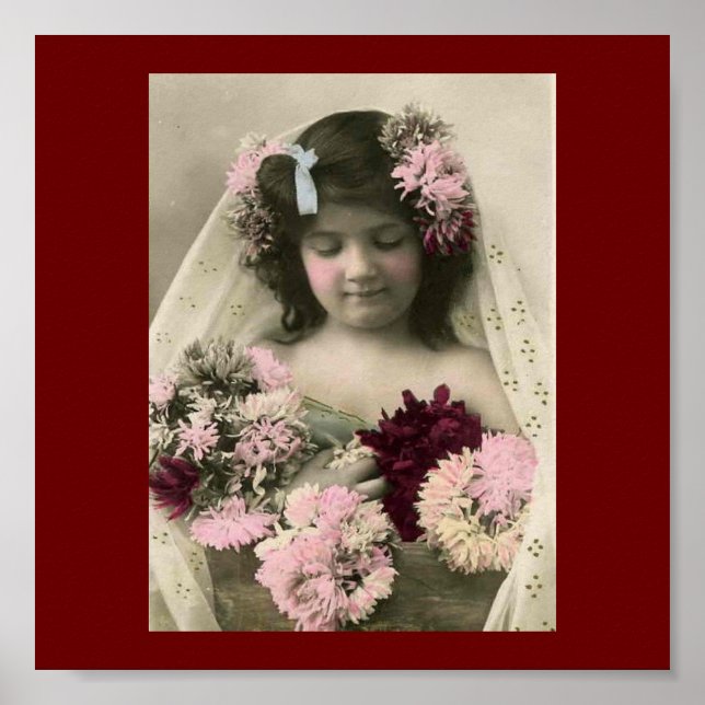 Vintage Victorian Flower Girl Art Print (Front)