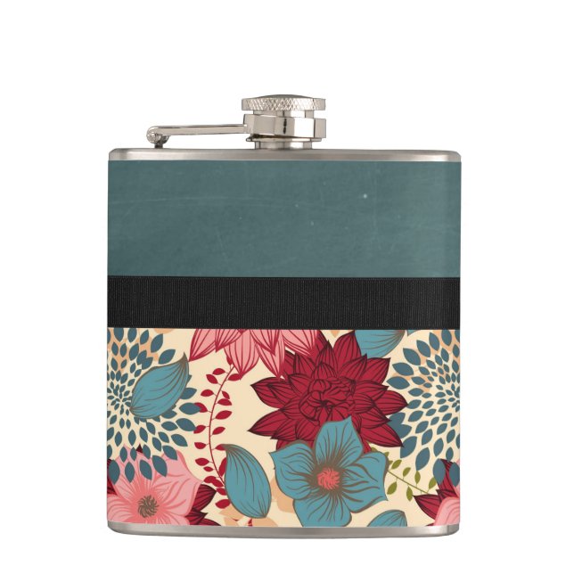 Vintage Victorian Flowers Flask (Front)