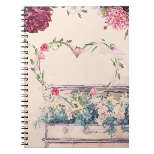 Vintage Victorian Flowers in a Side board  Notebook