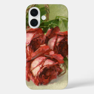 Vintage Victorian Flowers, Red Roses iPhone 16 Case