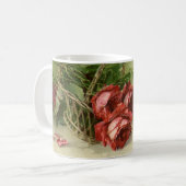 Vintage Victorian Flowers, Red Roses Coffee Mug (Front Left)