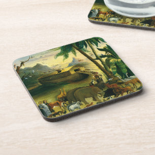 Vintage Victorian Folk Art, Noah's Ark by Hidley Beverage Coaster