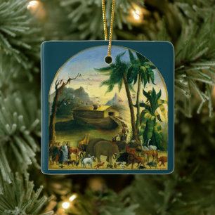 Vintage Victorian Folk Art, Noah's Ark by Hidley Ceramic Ornament