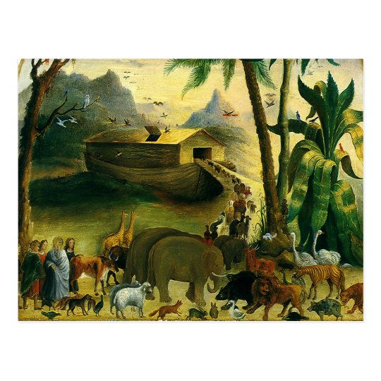 Vintage Victorian Folk Art, Noah's Ark by Hidley Postcard